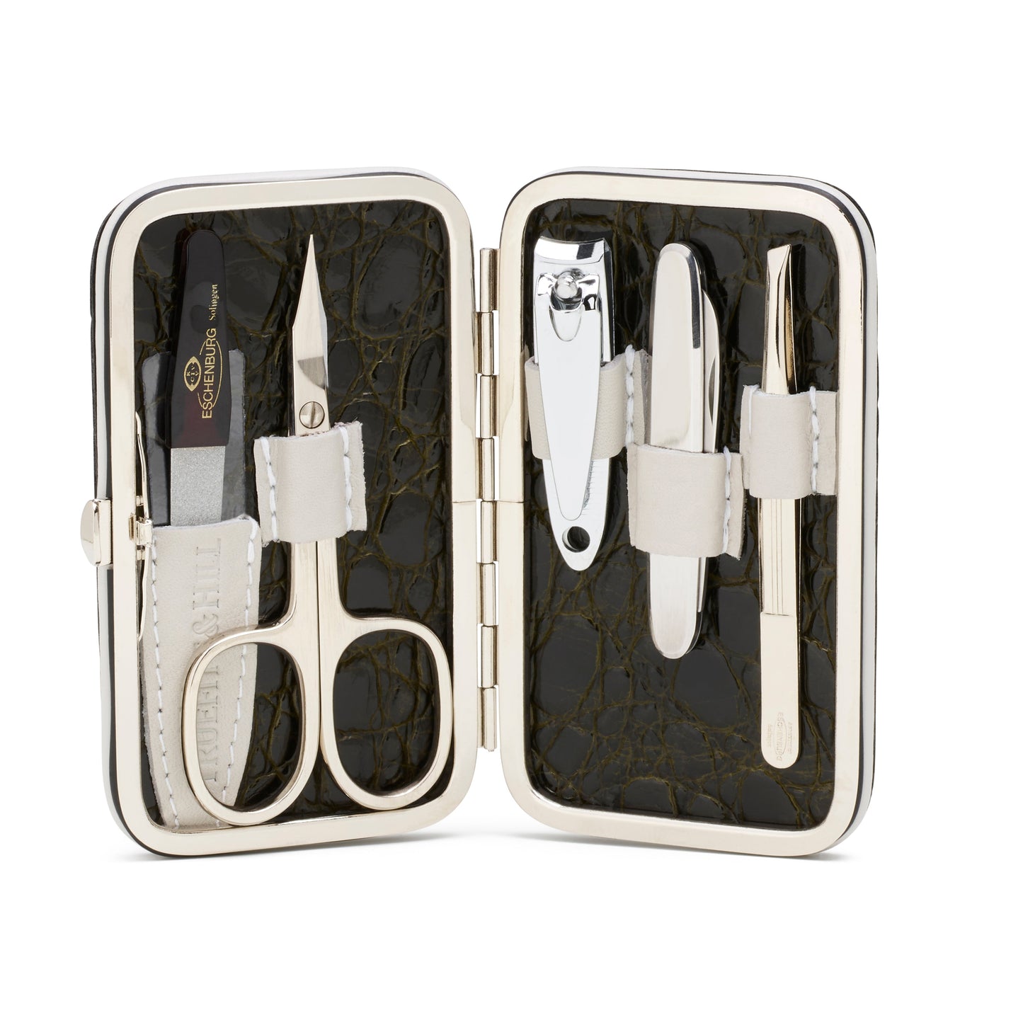 FAUX CROCODILE LEATHER FRAMED MANICURE SET - 5 PIECE