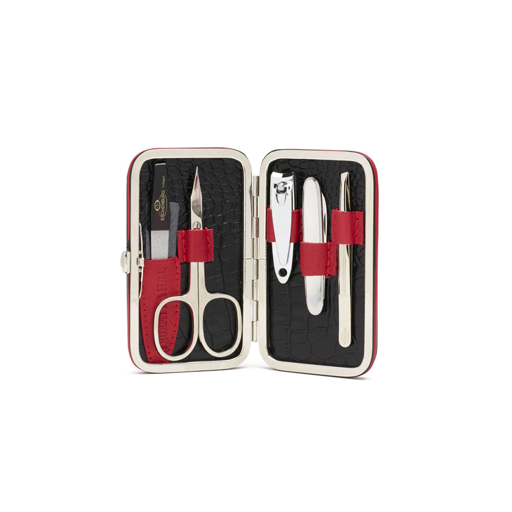FAUX CROCODILE LEATHER FRAMED MANICURE SET - 5 PIECE